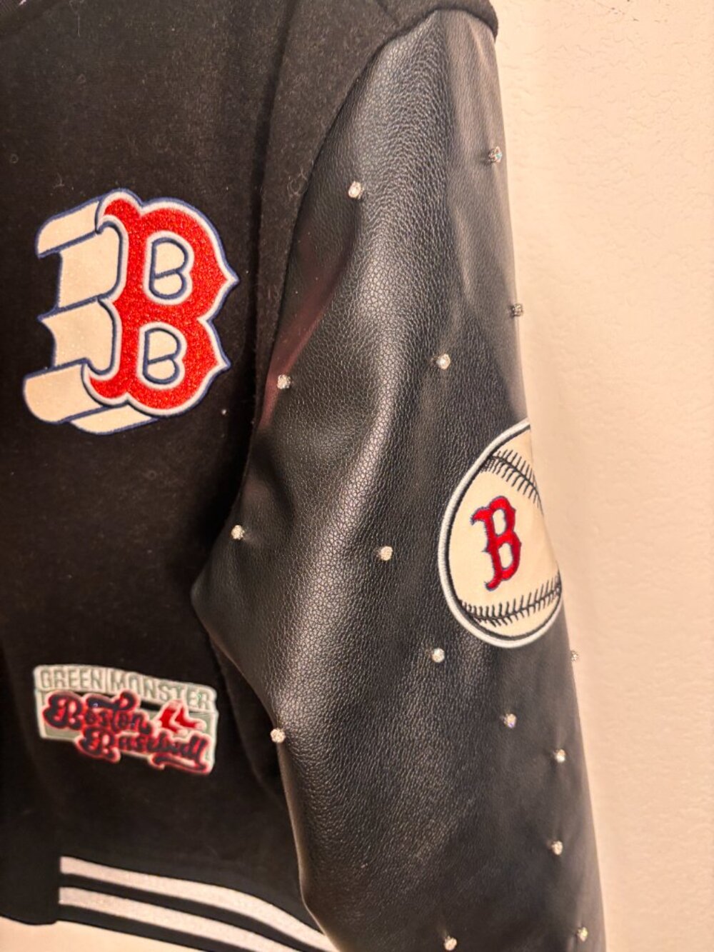 Wild Collective x Anthropologie Boston Red Sox Varsity Jacket 1X Rare Studded - Picture 5 of 6
